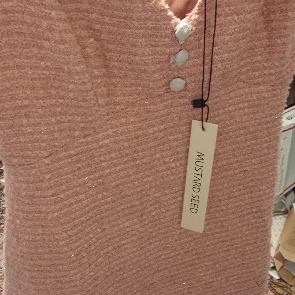 NWT. Mustard Seed Tweed Pink Mini Dress - Picture 6 of 7